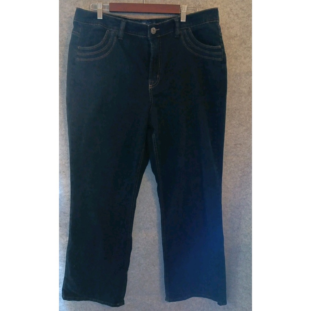 Bandolino Blu 18 Womens Stretch Unique Fit Stitch Pockets 38x29 Dark Wash EUC